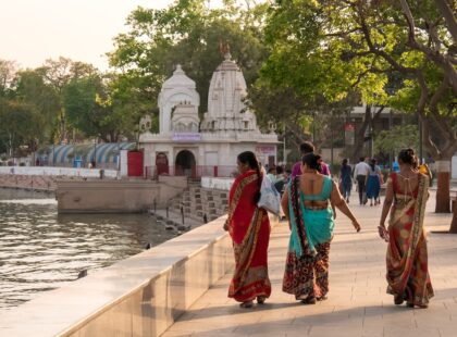 Kankaria,Lake,,Ahmedabad,,India,april2,,2019:,Three,Indian,Women