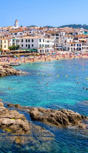 Beachfront promenade in Calella de Palafrugell, Costa Brava