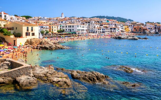 Beachfront promenade in Calella de Palafrugell, Costa Brava