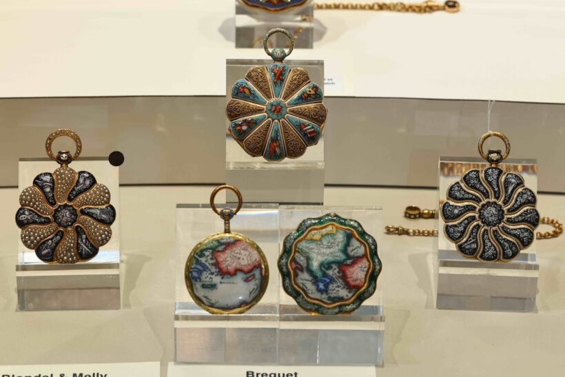 Rare enamel pocket watches on display at FutureGrail Museum