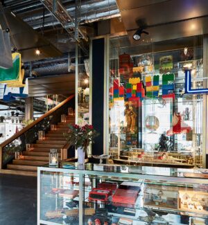 Interior of 25hours Hotel Z&uuml;rich Langstrasse, featuring colourful contemporary furnishings and d&eacute;cor.