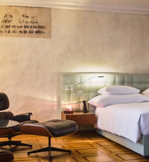 Interior of Widder Hotel in Zurich, featuring a mix of historic and contemporary design.