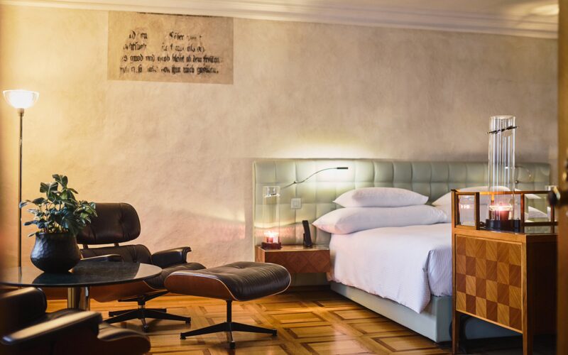 Interior of Widder Hotel in Zurich, featuring a mix of historic and contemporary design.