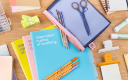 pastel stationery purple scissors blue notebook pink pen