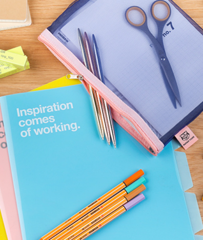 pastel stationery purple scissors blue notebook pink pen